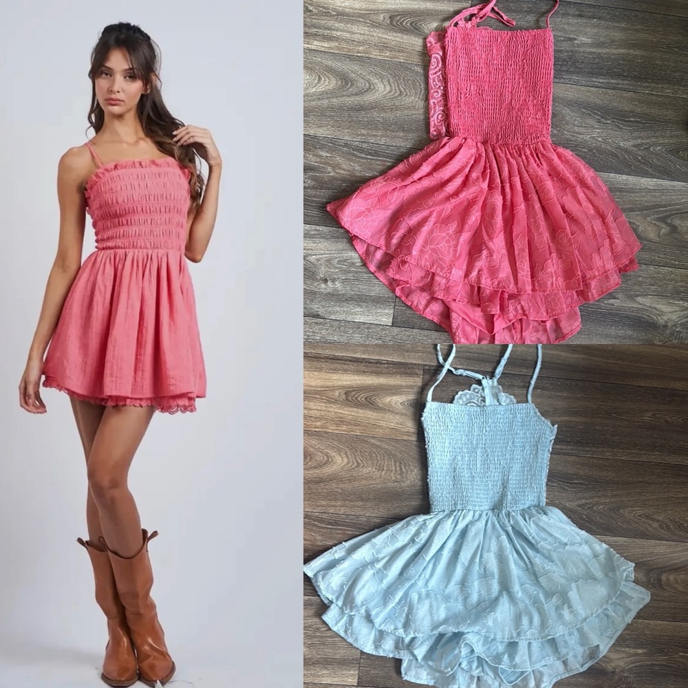 NWT Rue 21 2pc Bundle Pink and Blue Layered Rompers sz XS